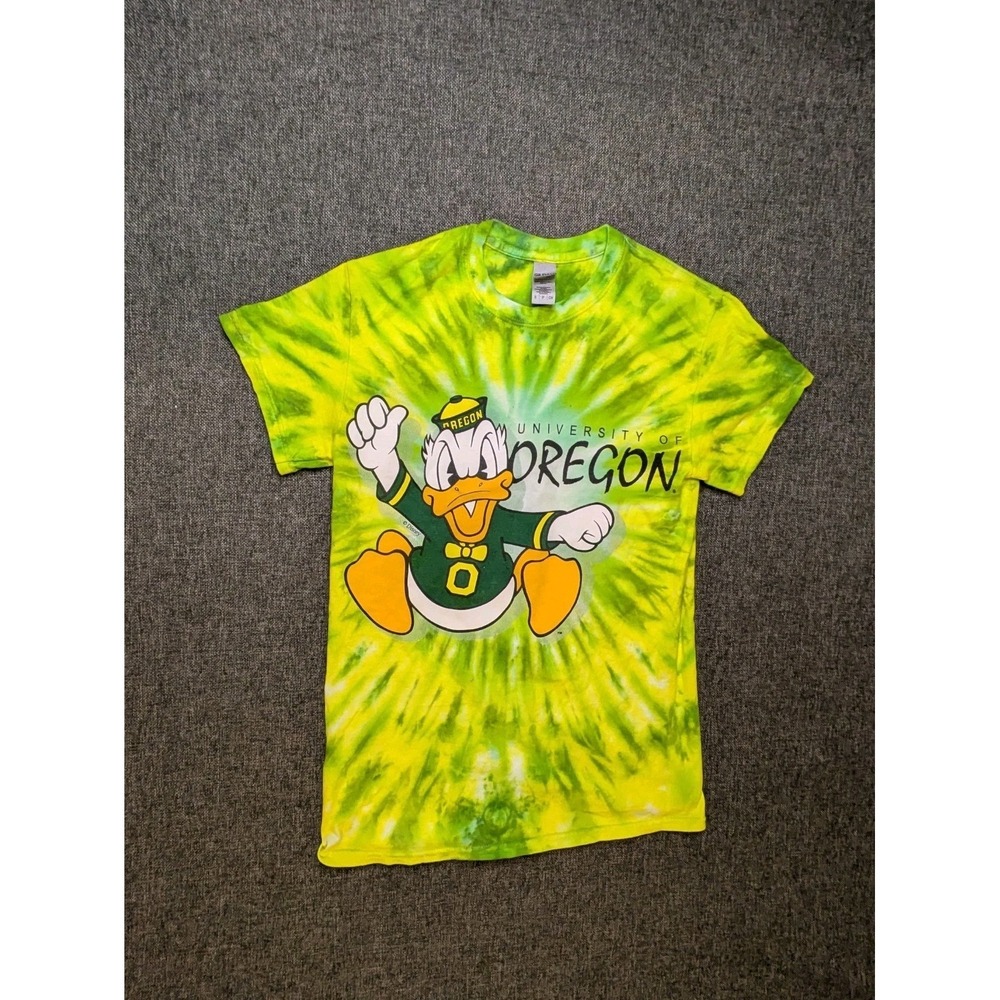 Disney Donald Vintage University of Oregon Ducks T-Shirt Small S Tie Dye Green